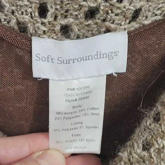 Soft Surroundings Womens Medium Open Knit Cowl Neck Sweater Acrylic Cotton 4CT - Picture 4 of 7